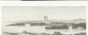 View of the Adriatic Coast with an Observation Tower Across from Monopoli by Louis Ducros