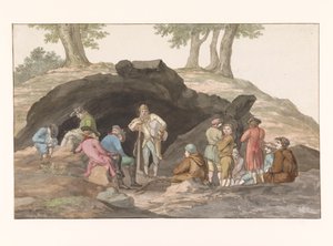 Stop at the Grotte delle Capre on the Border at Nemorosa and Fredda by Louis Ducros