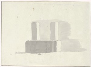 Old Sarcophagus Used as a Drinking Trough in Terracina (Voyage en Italie, en Sicile et à Malte - 1778) by Louis Ducros