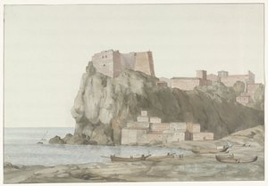 Rock and City of Scilla in the Calabria Region on the West Coast (Voyage en Italie, en Sicile et à Malte - 1778) by Louis Ducros