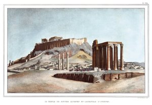 The Temple of Olympian Jupiter and the Acropolis of Athenes. in Journey to Athenes and Constantinople, or Collection of Greek and Ottoman Portraits, Views and Costumes, Painted on Places of Nature, Lithographs and Colories by Louis Dupre (1825) by Louis Dupré