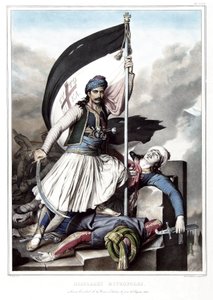 Nikolacki Nitropolos, wearing the standard of the Cross at the Fortress of Salona taken from the Ottoman Empire, Easter Day 1821. in 