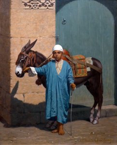 Child and his donkey by Louis Emile Pinel de Grandchamp