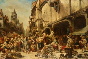 The Market Place, 1862 by Eugene Isabey