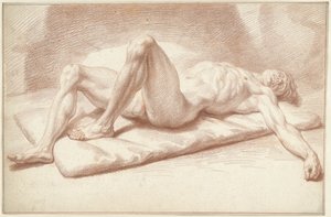 Male Nude, Lying on Back by Louis Fabritius Dubourg