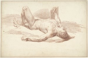 Male Nude, Lying on His Back by Louis Fabritius Dubourg