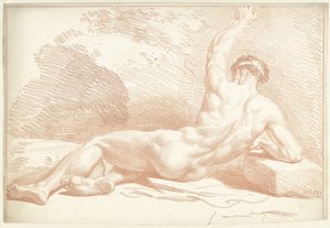 Male Nude, Lying, Seen from the Back by Louis Fabritius Dubourg