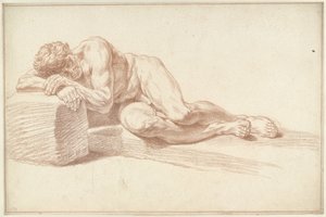 Male Nude, Lying on Side, Facing Left by Louis Fabritius Dubourg