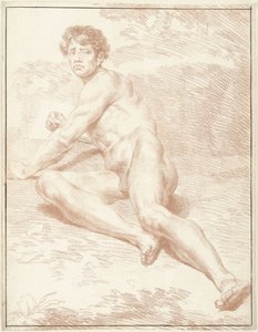 Male Nude, Lying, Rising Up by Louis Fabritius Dubourg