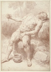 Male Nude, Sitting, Leaning Back