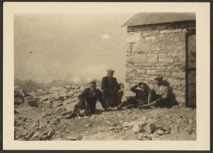 Figures and Stone Building by Louis Fleckenstein