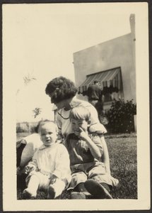 Florence with Two Children on Lawn by Louis Fleckenstein