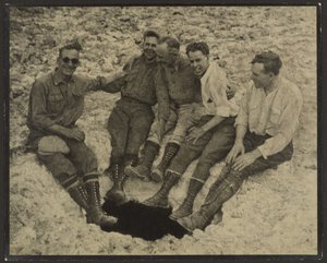 Group Portrait Seated at Mouth of Vertical Cave, San Jacinto Peak