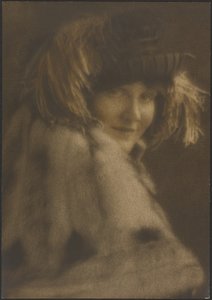 Portrait of a Woman in Hat with Feathers