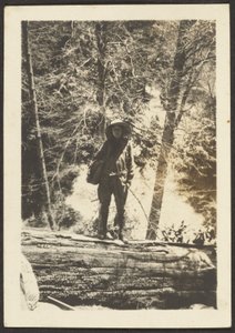 Woman Standing on Fallen Tree