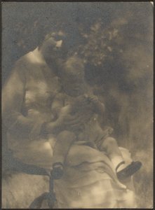 Woman and Child Seated in Garden