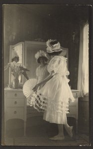Woman at Mirror with Fan