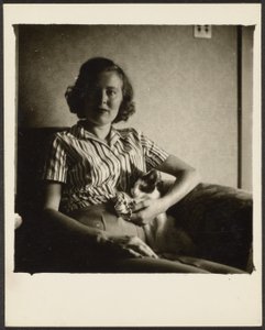 Woman in Chair with Cat by Louis Fleckenstein
