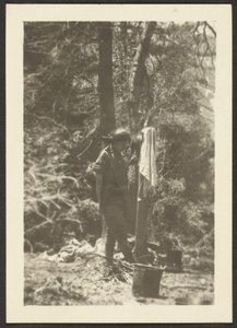 Woman with Pails in Woods by Louis Fleckenstein