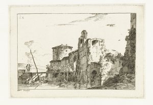 Fort and a Bridge over the River by Louis Gabriel Moreau