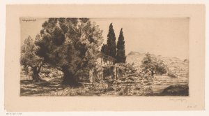 View of Les Lecques at Saint-Cyr-sur-Mer from Les Lecques Juin 1918 by Louis Godefroy (signed by artist)