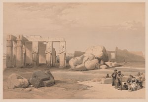 Egypt and Nubia: Volume II - No. 4, Fragments of the Great Colossi, at the Memnonium, 1838 by Louis Haghe