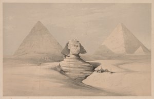 Egypt and Nubia: Volume I - No. 18, The Great Sphinx, Pyramids of Gizeh, Front View by Louis Haghe