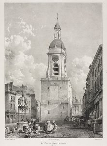 Picturesque and Romantic Travels in Old France, Picardie: The Belfry Tower of Amiens, Picardie (after François Bonhommé) by Louis Haghe