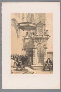 Priest Addressing a Crowd from the Pulpit in the Cathedral of Trier La chaire de la Cathédrale de Trèves (title on object) by Louis Haghe