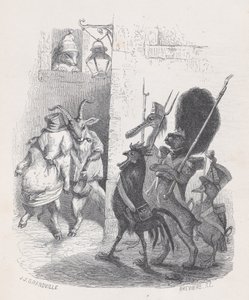 More than once, while leaving the masked ball Mr. de *** was arrested by the patrol, ca. 1837-47 by Louis Henri Brévière