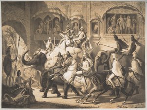 A road in Lahore, March 1842 by Louis Henri de Rudder