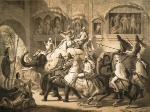 A Street in Lahore (March 1842) by Louis Henri de Rudder