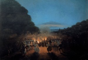 The Bamboula Once Dances Bamboo (or Sticks) in the West Indies Black Slave Dance Scene in the Light of Torches by Louis Honore Gamain