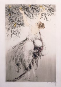 Girl picking lemons by Louis Icart