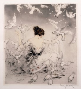 Girl with Doves by Louis Icart