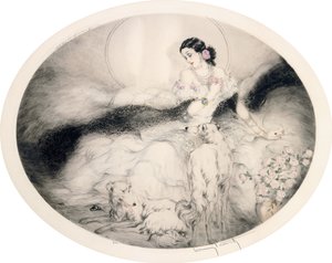 Lady with Camellias, c.1917 by Louis Icart