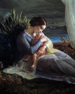 The Poem of the Soul; The Angel and the Mother (detail) by Louis Janmot