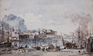 A View of the Port of Palermo by Louis Jean Desprez