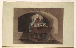Sepulcher in Egyptian Style with Caryatids and a Lion, ca. 1779–84 by Louis Jean Desprez