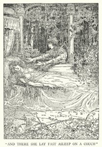 And there she lay fast asleep on a couch by Louis John Rhead