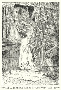 "What a terrible large mouth you have got!" by Louis John Rhead