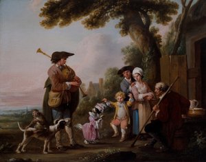 Musicians with Animals Performing Before Taverns