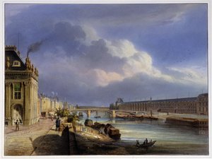 Carrousel Bridge and the great gallery of the Louvre - in 