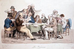 Men Reading Newspapers - Engraving by Louis Boilly Entitled 