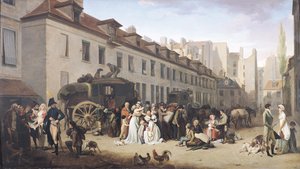 The Arrival of a Stagecoach at the Terminus, rue Notre-Dame-des-Victoires, Paris by Louis Leopold Boilly
