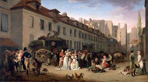 The Arrival of a Stagecoach at the Terminus, rue Notre-Dame-des-Victoires, Paris, 1803-1845 by Louis Leopold Boilly