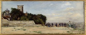 The Summit of Montmartre Hill, with the Solférino Tower, circa 1870 by Louis Marie Chevalier