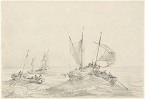 Sea with Fishing Boats by Louis Meijer