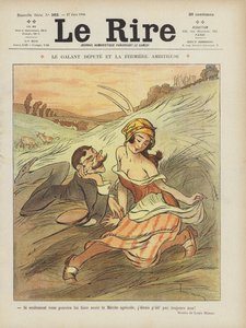 The gallant Deputy and the ambitious Farm girl. Illustration for Le Rire