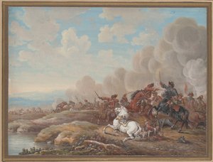 Cavalry Battle by a River by Louis Nicolas van Blarenberghe